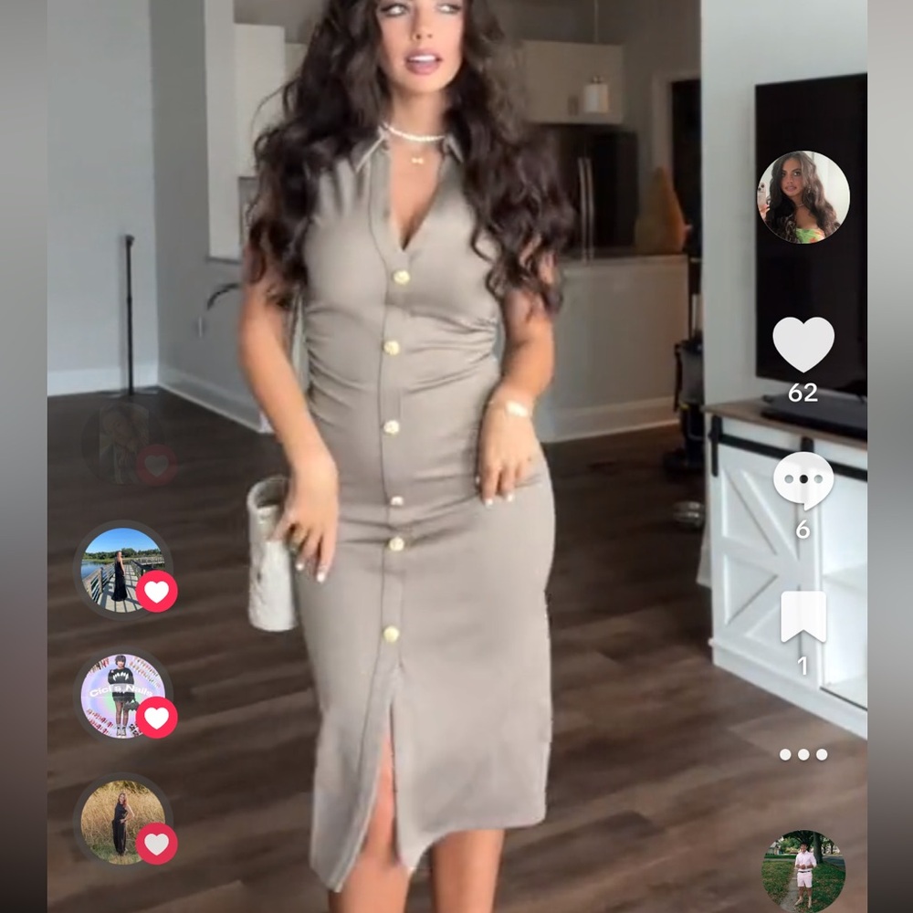 Button-Down Tan Dress - image 2